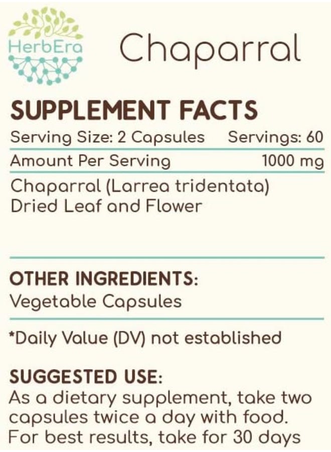 HerbEra Chaparral 120 Capsules, 500 mg - Image 4